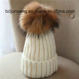 Knitted Winter Hat with Lovely Fur POM POM