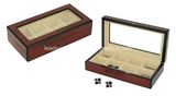 Luxury Wooden Cufflink Box High Gloss Cherry Display Storage Box