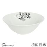 White Porcelain with Decal Flower Opened Bowl