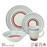 20PCS Ceramic Dinnerware Set Handpainted with Colored Circles