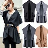 Korean Style Fashion Multi Wear Irregular Women's Cape Coat (14322-1)