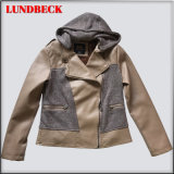 New Design PU Jacket for Women with Hooded