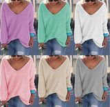 Ladies V Neck Knitting Sweater Pullover Anti-Pilling/ Colorful Crochet