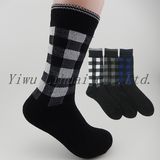 Custom Fashion Square Patterns Men's Business Terry Crew Knee Socks