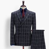 Wholesale Navy Check Slim Men Suits for Wedding