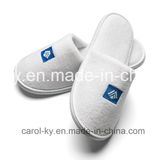 Hotel Cotton Velvet Embroidered Logo Disposable Slipper