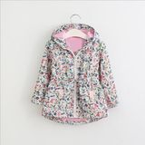 Long Sleeve Girl's Cute Little Floral Cap Jacket