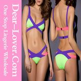 Purple Bandage Color Block Bikini Swimsuit