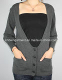 Ladies Knitted Long Sleeve Cardigan Sweater for Casual (12AW-135)