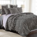 Microfiber Ruche Comforter in Grey (DO6075)