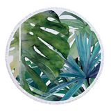 Plants Round Yoga Mat, Round Beach Towel