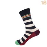 Men's Stripe Pattern Cotton Happy Sock Dress Sock