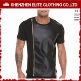 Wholesale Custom Men's Cheap Black Leather T Shirts (ELTMTI-22)