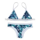 Hot Selling Lingerie Bikini with Customized Printing Triangle Cupped