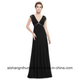 Elegant V-Neck Lace Floor Length Chiffon Empire Evening Bridesmaid Dress