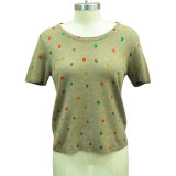 Fashion Knitted Round Neck Short Sleeve Printed Sweater