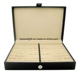 Cufflinks Jewelry Box Leather Display Case Storage Organizer Black