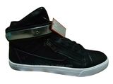 Black and White Color High Cut Casual Shoes with Velcro and Zipper Upper Design Very Good Quality