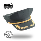 Green Army Military Cap with Gold Chin Strap