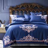 Queen King Satin Silk Cotton Embroidery Luxury American Style Comforter Cover and Bed Sheet bedding Set