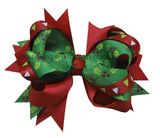 Christmas Tree Printing Grosgrain Ribbon Hair Clip Hair Bow