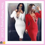 Fast Delivery Women Sexy Long Sleeve Dresses (Dress 153)