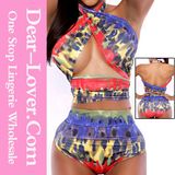 Two Piece High-Waisted Multicolor Halter Bikini Lingerie