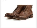 New Men Leather Casual Shoes High Top Martin Boots