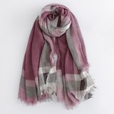 Checked Printed Viscose Women Fashion Long Silk Scarf (YKY1122)