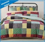 Colorblock Patchwork Design Printed Polyester Bedspread Set