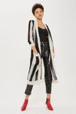 Customized High Quaity Women Vertical Stripe Longline Cardigan