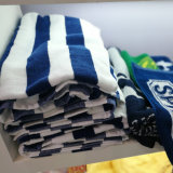 100% Cotton Blue Strip Yarn Dyed Jacquard Bar Towel