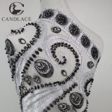 White and Black Tulle Beaded Lace Fabric Wholesale