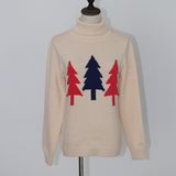 Christmas Gift of Ladeis' Sweater in Jacquard Design and Cotton Quality Soft Handfeel