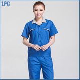 Blue Polyester Cotton Short Sleeve Breathable Fashion Suits for Work Uniform