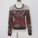 Christmas Gift of Ladeis' Sweater in Jacquard Design and Acrylic Wool Quality Soft Handfeel