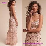 Delicately Scattered Beaded Florals Lend a Touch of Romance Evening Dress with Empire Waist