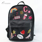 Girls Back to School Badge Print Backpack