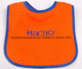 Factory Produce Custom Logo Embroidered Orange Cotton Terry Absorbent Baby Shoulder Bib