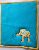 Blue Quilt with Elephant Applique for Baby Unisex