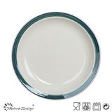 Round Shape Hand Painting Blue Rim Salad Plate