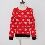 Christmas Gift of Ladeis' Sweater in Jacquard Design and Viscose Nylon Quality Soft Handfeel