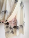 Wool Woven Gauze Hand Drawing Leaves Shawl