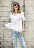 Fashion Style Casual Plain 100% Cotton Slub T Shirt