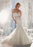 Beaded Embroidery on Elegant Lace Mermaid Bridal Wedding Dresses (WMA3044)