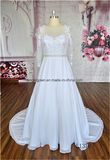 White Color Middle Sleeve Classical Style Wedding Wedding Gown2016