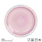 Hand Painting Red Color with Width Rim Salad Plate