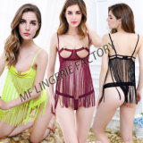 2017 New Wholesale Showing Nipples Long Tassels Lingerie with Steel Ring