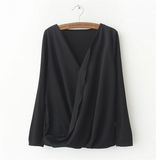 Hot Selling OEM Service Ladies Black Blouse Cotton Wholesale