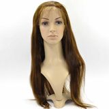 Brazilian Human Hair Full Lace Wig Natural Brown Straight with Baby Hair